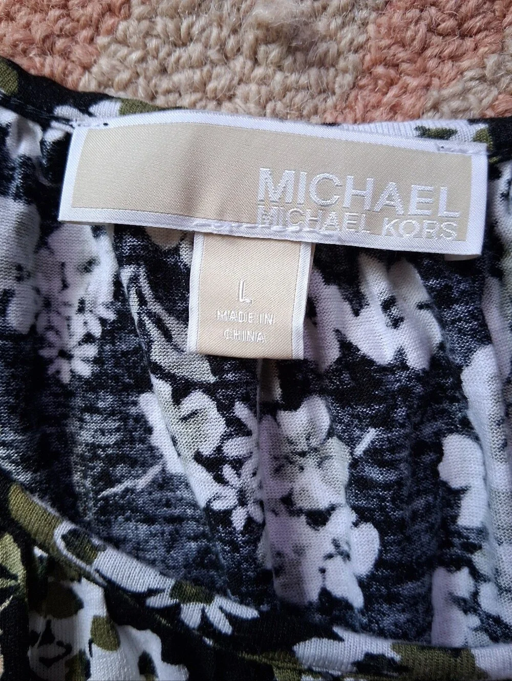Michaell Kors Black Floral Off-Shoulder Blouse Size Large